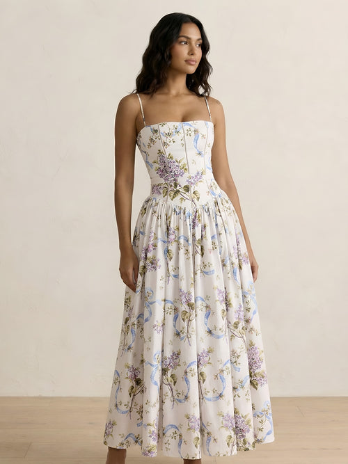 Isolde-Floral Midi Dress - Vessita