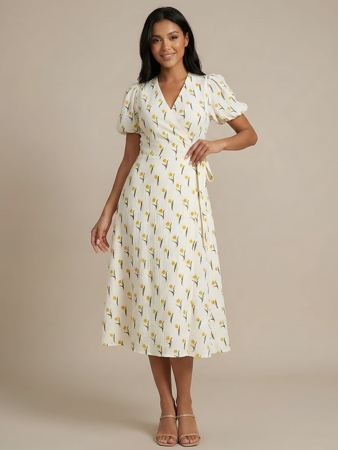 Alia-Wrap Midi Dress