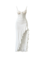 Nina-Ruffle High Slit Gown - Vessita