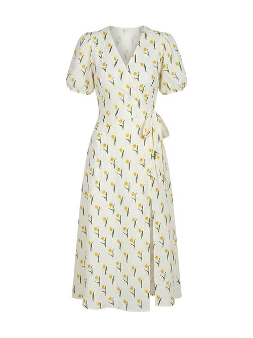Alia-Wrap Midi Dress