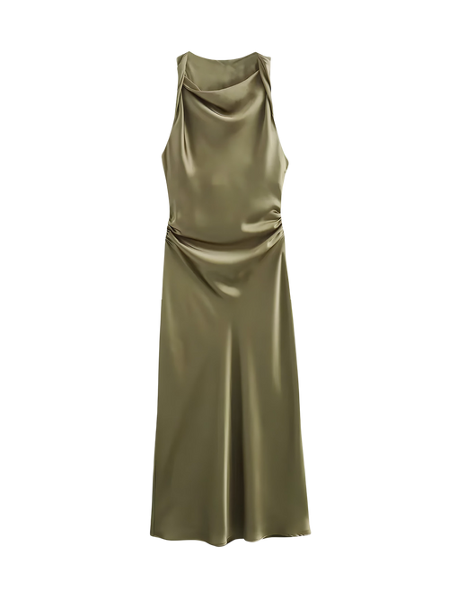 Rhea-Satin Cowl Dress