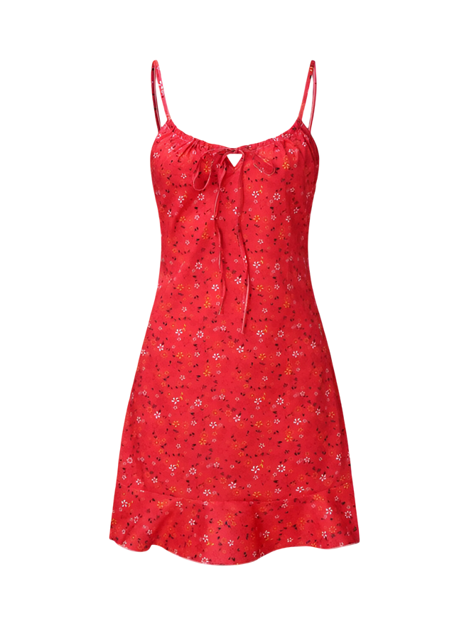 Lily-Tie Front Mini Dress - Vessita