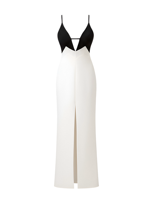 Lina-Contrast Slit Dress