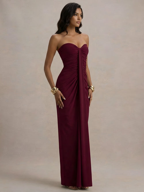Lina-Ruched Maxi Gown