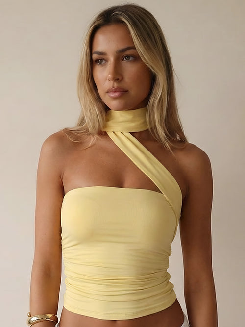 Mia-Asym Halter Top - Vessita