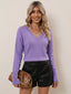 Risa–V Cut Sweater - Vessita
