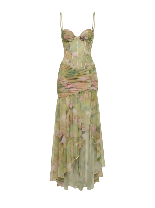 Elva-Ruffle Slit Dress