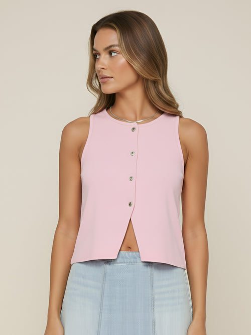 Adele-Knit Button Top