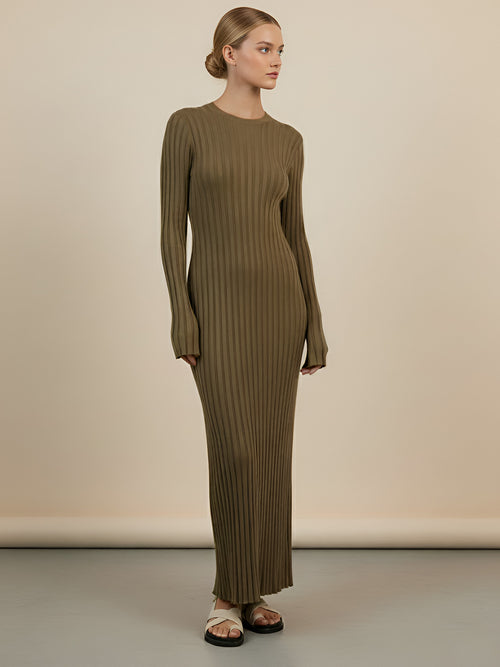 Tia-Ribbed Maxi Dress - Vessita