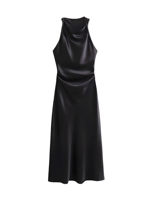 Rhea-Satin Cowl Dress
