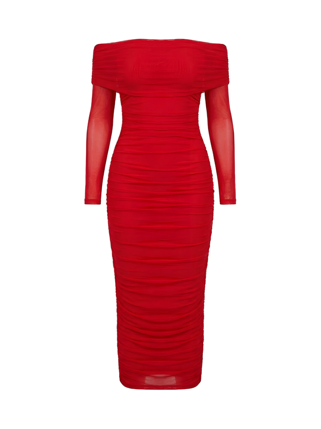 Elora-Mesh Midi Dress - Vessita