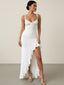 Nina-Ruffle High Slit Gown - Vessita