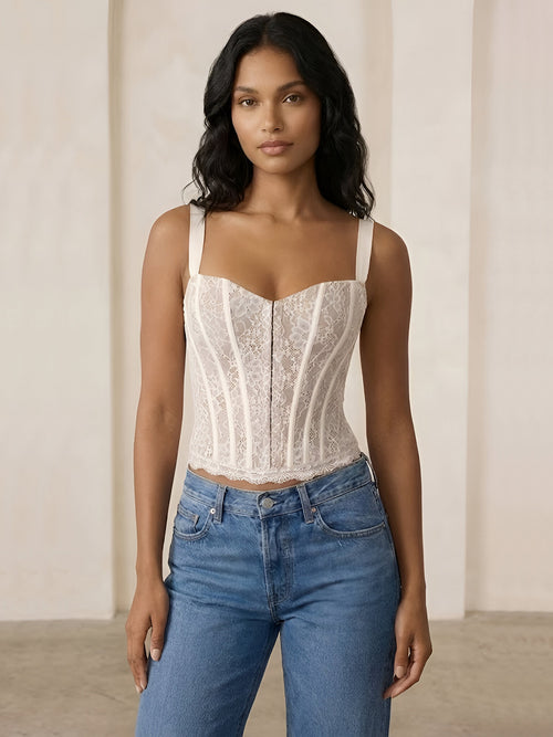 Kaia–Floral Lace Corset - Vessita