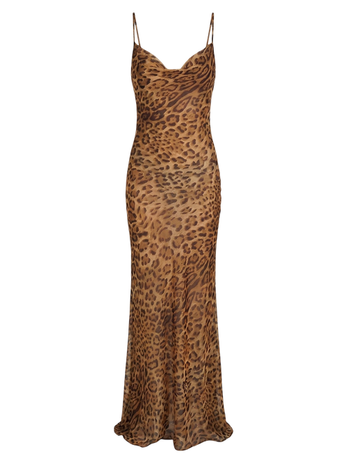Anna-Leopard Drape Maxi - Vessita