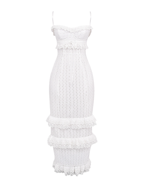 Nira-Eyelet Ruffle Maxi - Vessita