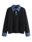 Lina-Denim Collar Knit