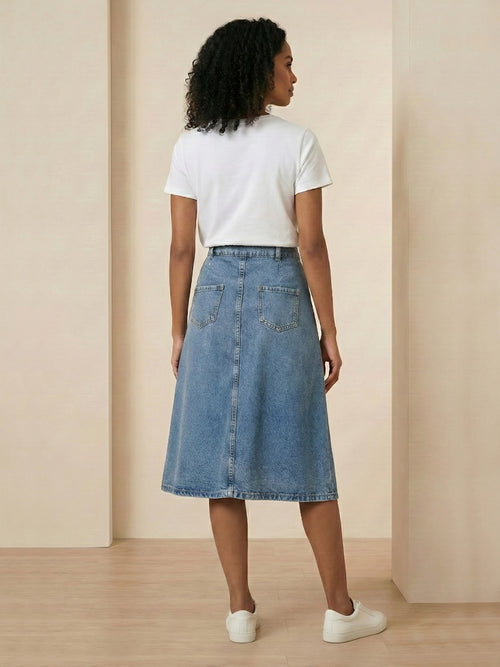 Sera–Denim Aline Skirt - Vessita