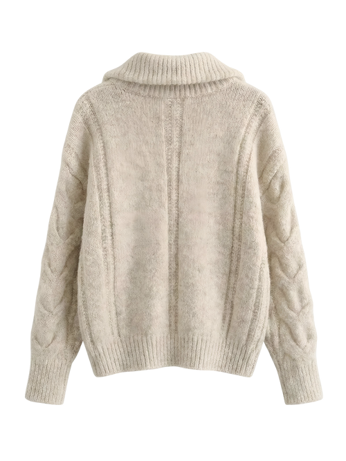 Ayla-Cable Knit Zip - Vessita