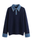 Lina-Denim Collar Knit