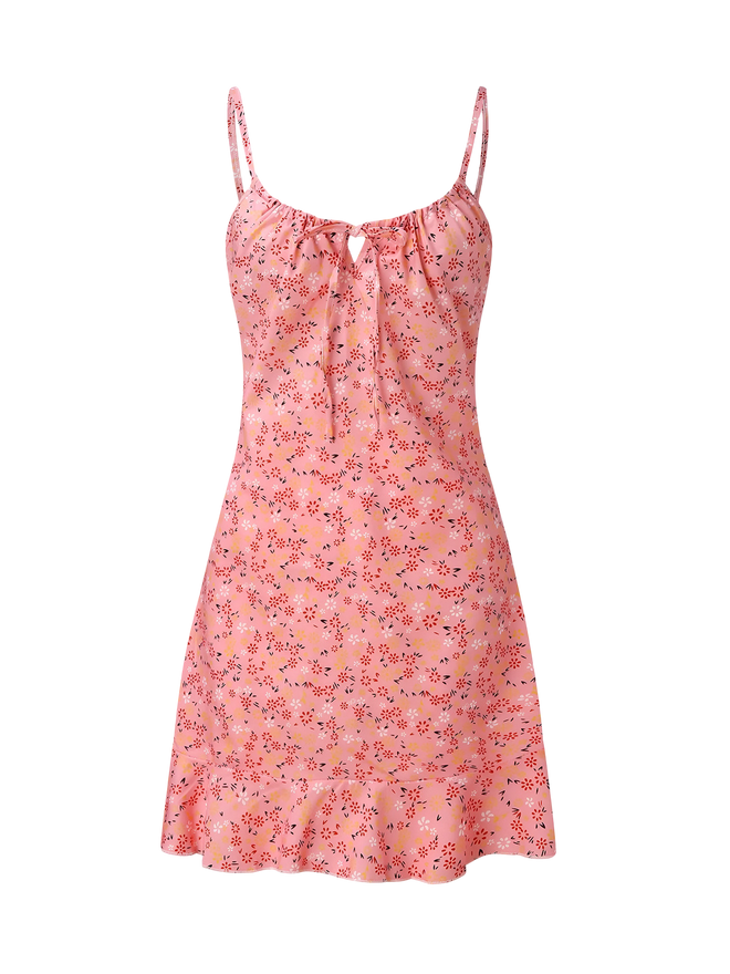 Lily-Tie Front Mini Dress - Vessita