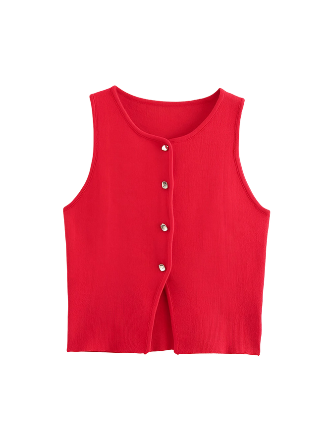 Adele-Knit Button Top