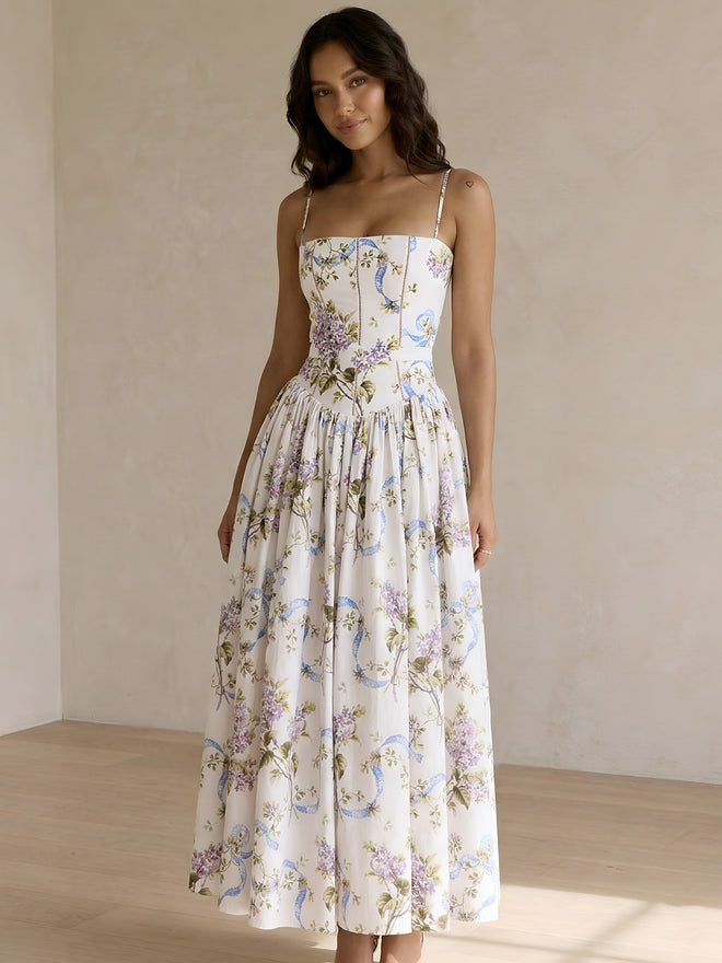 Isolde-Floral Midi Dress - Vessita