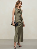Rhea-Satin Cowl Dress