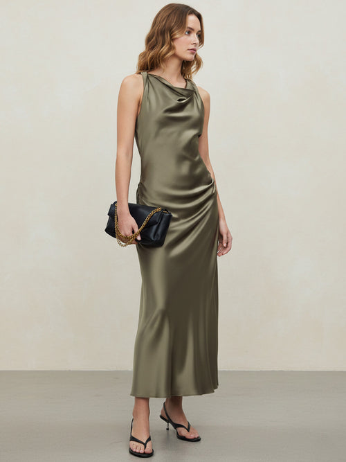 Rhea-Satin Cowl Dress