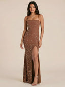 Lina-Stone Slit Dress