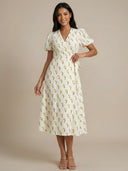 Alia-Wrap Midi Dress