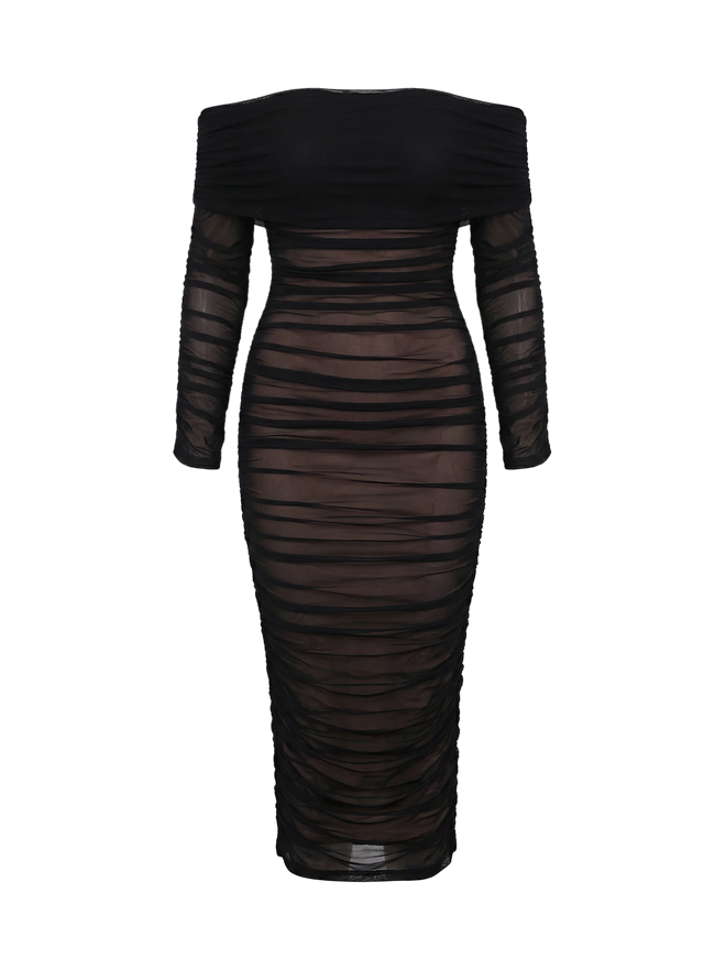 Elora-Mesh Midi Dress - Vessita