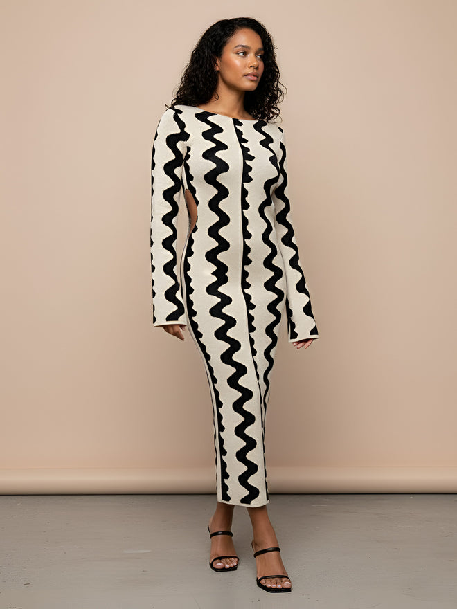 Zara–Wave Knit Dress - Vessita