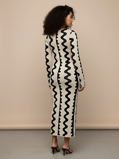 Zara–Wave Knit Dress - Vessita