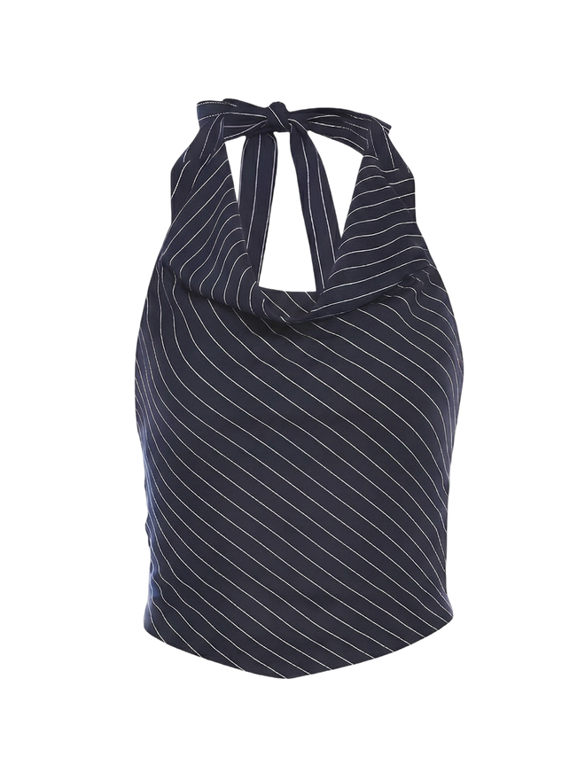 Amira-Striped Halter Top