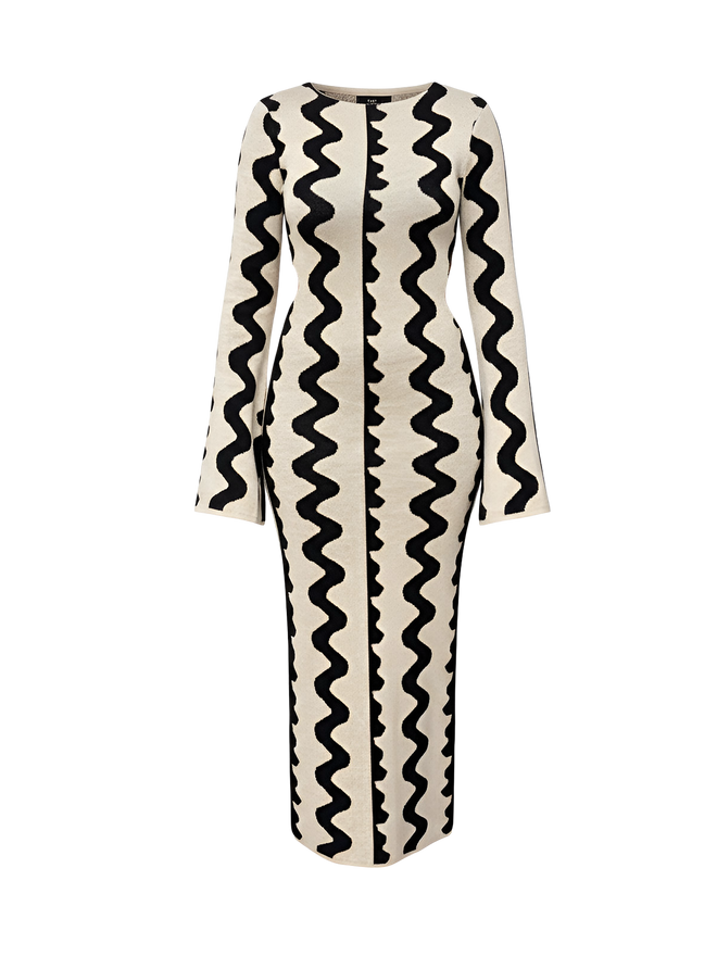 Zara–Wave Knit Dress - Vessita