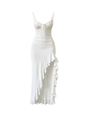 Nina-Ruffle High Slit Gown