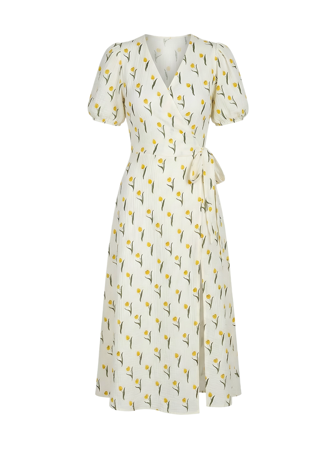 Alia-Wrap Midi Dress