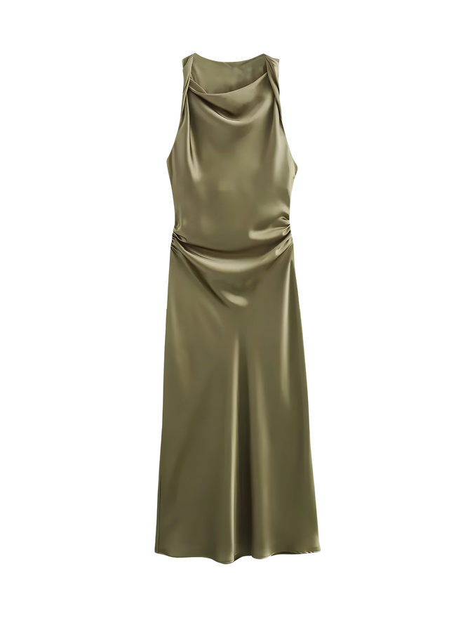 Rhea-Satin Cowl Dress