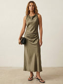 Rhea-Satin Cowl Dress