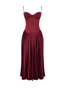 Rani-Satin Pleat Dress - Vessita
