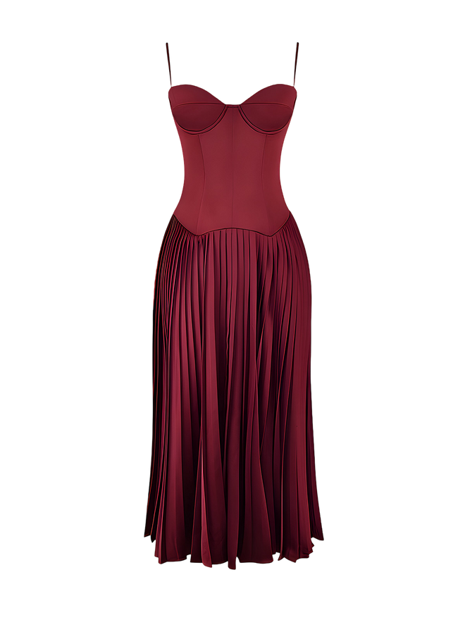 Rani-Satin Pleat Dress - Vessita