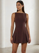 Eris-Pleated Mini Dress - Vessita