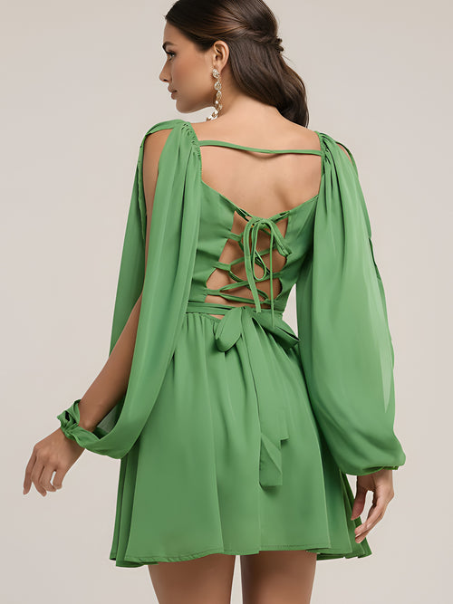 Jolie-Drape Sleeve Dress - Vessita