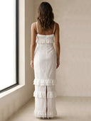 Nira-Eyelet Ruffle Maxi - Vessita