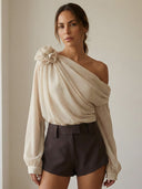 Lina–Draped Floral Top