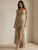 Elva-Ruffle Slit Dress