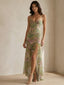Elva-Ruffle Slit Dress