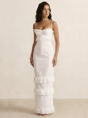 Nira-Eyelet Ruffle Maxi - Vessita