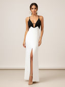 Lina-Contrast Slit Dress