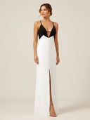 Lina-Contrast Slit Dress